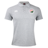 Introducing the Society of Iowa Rugby Referees Waimak Polo by EMB Canterbury—a light gray short-sleeve men’s rugby shirt featuring the Canterbury logo on the right chest and a floral badge on the left, this polo blends classic style with sport-inspired detailing.
