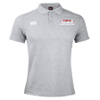 The USA Para Powerlifting Waimak Polo by EMB Canterbury is a light grey men’s rugby shirt with "USA Para Powerlifting" and a flag graphic on the right chest, plus a white Canterbury logo on the left. Classic Canterbury rugby polo inspired.
