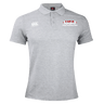 The USA Para Powerlifting Waimak Polo by EMB Canterbury is a light grey men’s rugby shirt with "USA Para Powerlifting" and a flag graphic on the right chest, plus a white Canterbury logo on the left. Classic Canterbury rugby polo inspired.