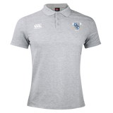 The Milwaukee Barbarians Rugby Waimak Polo by EMB Canterbury is a light gray collared polo featuring the CCC logo on the right chest and the Milwaukee Rugby crest on the left chest.