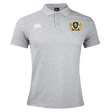 The Old Man Rivah Rugby Waimak Polo by EMB Canterbury is a light grey men's polo with short sleeves, a collar, left chest crest, and right white Canterbury logo—ideal for any Canterbury rugby fan.