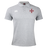 The SF CDME Rugby Waimak Polo by EMB Canterbury comes in light grey and showcases a classic collar with a three-button placket, embodying the iconic CCC Waimak Rugby Polo style. The EMB Canterbury logo is displayed on the right chest, while a striking red cross emblem adorns the left chest, making this men's rugby shirt both stylish and functional.