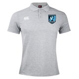 Introducing the Minneapolis Mayhem Rugby Waimak Polo by EMB Canterbury—a light grey men’s rugby polo showcasing the classic “Canterbury” logo on the right chest and the distinctive “Minneapolis Mayhem Rugby” crest on the left. This polo blends timeless style and comfort, making it perfect for game days or casual wear.