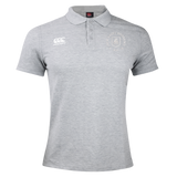 Introducing the New Saint Andrews College Waimak Polo by EMB Canterbury: a light grey men’s short-sleeve rugby polo featuring two chest logos—the signature Canterbury logo on the right and a circular New Saint Andrews College emblem on the left. This classic polo blends comfort, timeless Canterbury style, and college heritage, making it ideal for casual wear or showing your support for the team.