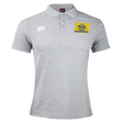 Grey Berkeley RFC Waimak Polo by Canterbury with a button placket, brand logo on the right chest, and a rectangular patch on the left chest featuring a bear icon and “Berkeley RFC est. 2004” text.