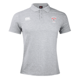 The Superior Rugby Club Waimak Polo by EMB Canterbury features the club badge and Canterbury logo on the chest—a must-have grey men's rugby polo for fans.