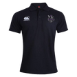 A Cypress Warriors Men's Rugby Waimak Polo by EMB Canterbury in black, with the EMB Canterbury logo on the right chest and the Cypress Warriors crest on the left, displayed on a plain white background.