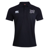 Valley Panthers Girls Rugby Waimak Polo by Canterbury in black, featuring the EMB Canterbury logo on the right chest and a “Youth Darts” emblem on the left chest, buttoned collar, and displayed on a white background. This classic girls’ rugby polo combines comfort and style from EMB Canterbury, making it ideal for any occasion.