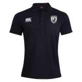 The South Orange County Raptors Waimak Polo by EMB Canterbury is a black short-sleeve rugby polo featuring a classic collar, the EMB Canterbury logo on the right chest, and a shield-shaped bird emblem on the left chest—an ideal men’s rugby polo for both style and sport.