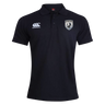 The South Orange County Raptors Waimak Polo by EMB Canterbury is a black short-sleeve rugby polo featuring a classic collar, the EMB Canterbury logo on the right chest, and a shield-shaped bird emblem on the left chest—an ideal men’s rugby polo for both style and sport.