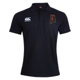 Black Aging Alabama Rugby Players Waimak Polo by Canterbury featuring the EMB Canterbury logo on the right chest and an Alabama state outline logo with a hockey player on the left chest.