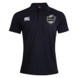 Black ICRON Waimak Polo by Canterbury with a brand logo on the right chest and an ICRON emblem on the left chest.