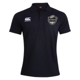 Black ICRON Waimak Polo by Canterbury with a brand logo on the right chest and an ICRON emblem on the left chest.
