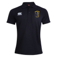 The Spartan Youth Rugby Waimak Polo by EMB Canterbury features a white "Canterbury" logo on the right chest and a yellow-and-black "SPARTAN" badge on the left—ideal for young rugby fans.