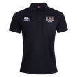 The East Stroudsburg University Waimak Polo by EMB Canterbury is a black short-sleeve rugby polo featuring the Canterbury logo on the right chest and "ESU Rugby" on the left, ideal for fans of classic rugby style.