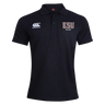 The East Stroudsburg University Waimak Polo by EMB Canterbury is a black short-sleeve rugby polo featuring the Canterbury logo on the right chest and "ESU Rugby" on the left, ideal for fans of classic rugby style.