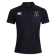 The EMB Canterbury Hornets Rugby Club 1977 Waimak Polo is a classic black short-sleeve rugby polo featuring the Canterbury logo on the right chest and a yellow embroidered Hornets Rugby Club crest on the left chest, perfect for both fans and players.