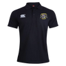 The Winchester Cannons Waimak Polo by EMB Canterbury is a black, short-sleeved rugby shirt featuring a CCC Waimak Rugby Polo logo on the right chest and a crest emblem on the left—perfect as a classic men’s rugby polo.