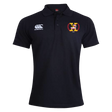 The Potomac Exiles Rugby Club Waimak Polo by Canterbury is a black, short-sleeve men's polo shirt featuring the classic CCC Waimak Rugby Polo design from EMB Canterbury, with the Canterbury logo on the right chest and a yellow, red, and black Potomac Exiles crest on the left chest—making it an essential addition to any men's rugby shirt collection.