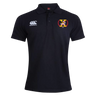 The Potomac Exiles Rugby Club Waimak Polo by Canterbury is a black, short-sleeve men's polo shirt featuring the classic CCC Waimak Rugby Polo design from EMB Canterbury, with the Canterbury logo on the right chest and a yellow, red, and black Potomac Exiles crest on the left chest—making it an essential addition to any men's rugby shirt collection.