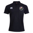 Sure! Here’s the rewritten sentence using your provided product data: Black short-sleeve men’s Society of Iowa Rugby Referees Waimak Polo by Canterbury, featuring a classic EMB Canterbury polo design, with the CCC Waimak Rugby Polo logo on the right chest and a round floral embroidered badge on the left chest.