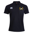 Black Mother Lode Waimak Polo by Canterbury with a brand logo on the right chest and a “Mother Lode Rugby” emblem featuring crossed pickaxes and a rugby ball on the left chest.
