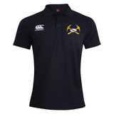 Black Mother Lode Waimak Polo by Canterbury with a brand logo on the right chest and a “Mother Lode Rugby” emblem featuring crossed pickaxes and a rugby ball on the left chest.