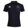 The Santa Rosa Youth Rugby Waimak Polo by Canterbury, from EMB Canterbury, is a black short-sleeve rugby polo shirt featuring the CCC Waimak Rugby Polo logo on the right chest and “Santa Rosa Youth Rugby” with a red rose emblem on the left chest—making it an ideal men’s rugby polo for comfort and style.