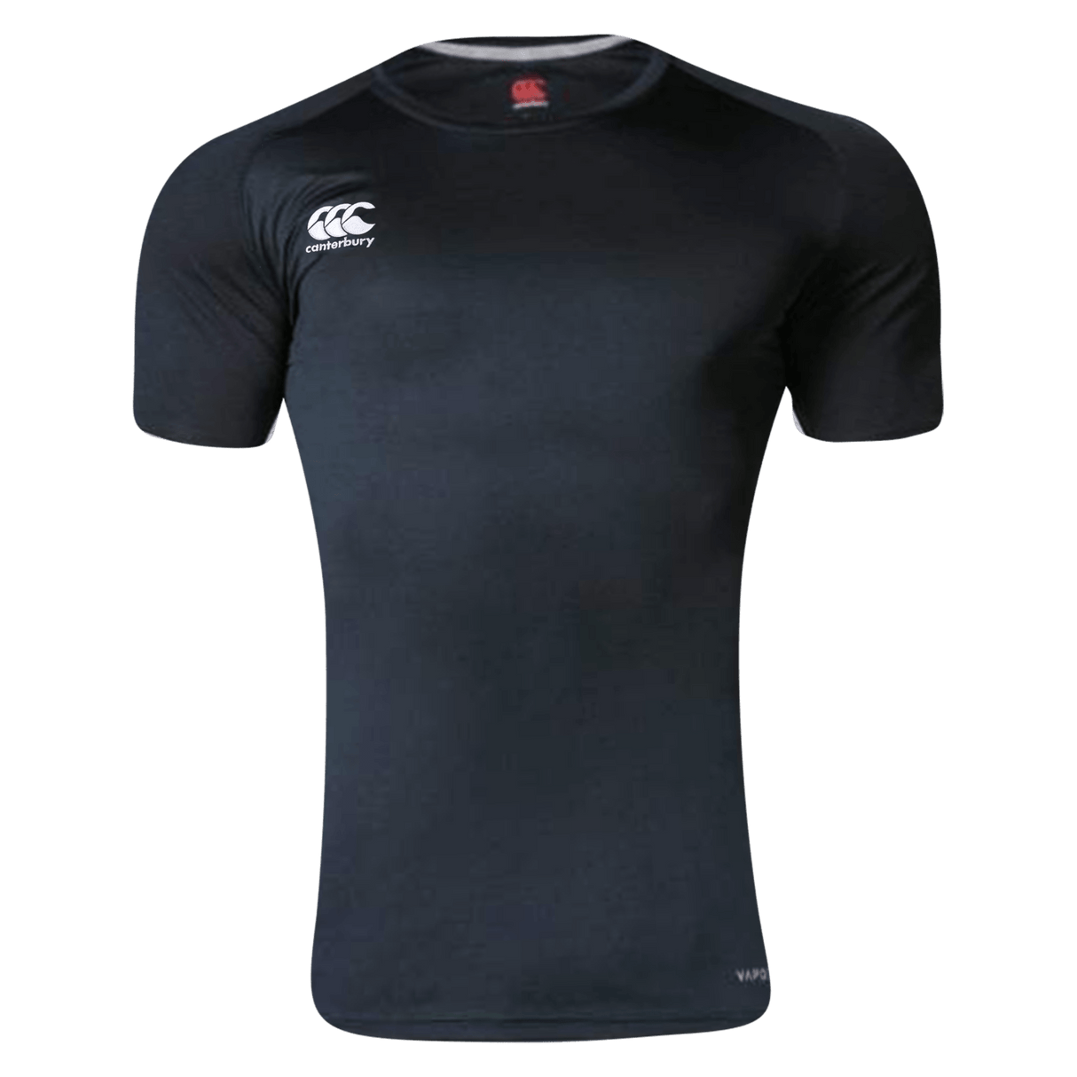 A Canterbury Core Vapodri Superlight Rugby T-Shirt with a white logo on the front.