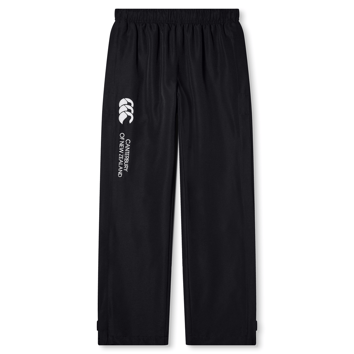 A pair of Canterbury Open Hem Stadium Pants with a white logo on the side.