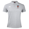 Gray Dwight Rugby Waimak Polo by EMB Canterbury with an embroidered EMB Canterbury logo on the left chest, featuring a collar and short sleeves, displayed against a plain white background.