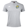 Grey Noble Street College Prep Waimak polo shirt featuring a blue and yellow embroidered tiger logo on the left chest and a small EMB Canterbury logo on the right sleeve.