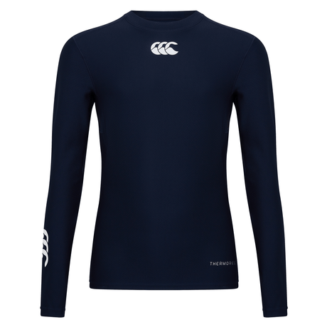 Navy round neck long sleeve top with white CCC logo under the neck, on the right sleeve and Thermoreg on left hip.