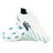 A pair of Canterbury Speed Falcon 2.0 Pro FG soccer cleats in white and Baltic Green, featuring teal accents and a black Canterbury logo, designed for lightweight performance on firm ground; displayed with one shoe upright and the other lying on its side.