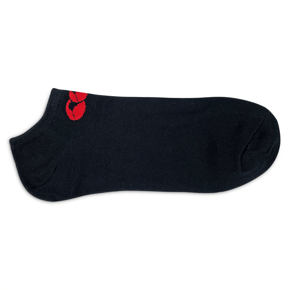 A Canterbury Cotton No-Show Sock with a red heart on it.