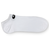 A white Canterbury Cotton No-Show sock with a black Canterbury logo on it.