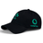 The Ireland 24 Drill Cap by Canterbury is a black adjustable cotton cap that features the green IRFU logo embroidered on the front and the Vodafone logo on the side.