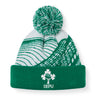 Show your support in style with the Ireland 26 Bobble Hat by Canterbury. This classic green and white knit beanie features a pom-pom on top and proudly displays the IRFU logo—three iconic shamrocks—on the front cuff. Perfect for any Ireland rugby fan!.
