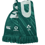 Just In: The Ireland 24 Scarf by Canterbury, featuring a striking green and white design, proudly showcases the IRFU and Vodafone logos along with Canterbury’s iconic three overlapping curved shapes. Complete with fringe at the ends, this stylish accessory is perfect for any rugby enthusiast.