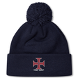 Stay warm and stylish on chilly match days with the SF CDME Rugby Pom Pom Beanie by Canterbury. This cozy navy knit beanie from EMB Canterbury features a playful pom-pom on top, a red and white cross emblem, and "CDME RUGBY" text embroidered on the front—perfect for rugby fans looking to show their team spirit.