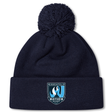 Stay warm on chilly match days with the Minneapolis Mayhem Rugby Pom Pom Beanie by EMB Canterbury. This navy blue knit beanie features a cozy fleece lining, a playful pom-pom, and the official Minneapolis Mayhem Rugby logo embroidered on the front cuff.