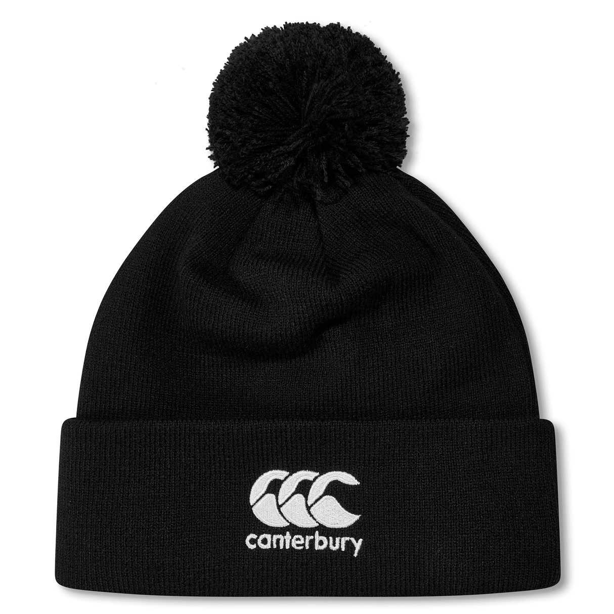 The South Africa Shield Pom Pom Beanie by EMB Canterbury is a black beanie with a pom-pom and features the white Canterbury logo on the cuff, designed to keep you warm. Ideal for fans supporting South Africa.