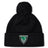 The Birmingham Rugby Pom Pom Beanie by EMB Canterbury is a black knit beanie with a pom-pom, fleece lining for warmth, and features a Birmingham Rugby patch on the front cuff.