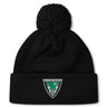 The Birmingham Rugby Pom Pom Beanie by EMB Canterbury is a black knit beanie with a pom-pom, fleece lining for warmth, and features a Birmingham Rugby patch on the front cuff.