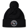 Stay warm in the EMB Canterbury Mudsock Rugby Pom Pom Beanie—a fleece-lined black knit beanie with a classic rugby bobble hat style and front “Mudsock Youth Rugby” patch.