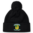 Stay warm with the Blackthorn RFC Pom Pom Beanie by Canterbury. This black fleece-lined hat from EMB Canterbury features a shamrock and axe logo on the cuff—perfect for chilly rugby fans.
