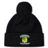 Stay warm with the Blackthorn RFC Pom Pom Beanie by Canterbury. This black fleece-lined hat from EMB Canterbury features a shamrock and axe logo on the cuff—perfect for chilly rugby fans.