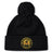 The Pittsburgh Forge Pom Pom Beanie by Canterbury features a black knit design, cuff logo patch, and pom-pom on top—an EMB Canterbury custom rugby hat inspired by the classic Canterbury Rugby Beanie style.