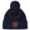 Stay warm with the Charlotte Cardinals Rugby Club Pom Pom Beanie by Canterbury—navy blue, fleece-lined, with a red club logo on the front cuff. The perfect rugby bobble hat from EMB Canterbury.