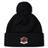 Black fleece-lined bobble hat featuring a pom-pom and the Southern Pines Youth Rugby logo on the brim, by EMB Canterbury.